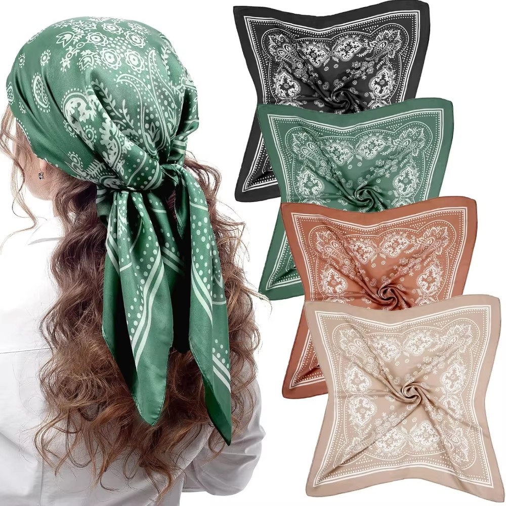 Luxury Skincare Headband - Luksusowa Jedwabna Apaszka Kwadratowa Paisley Damska